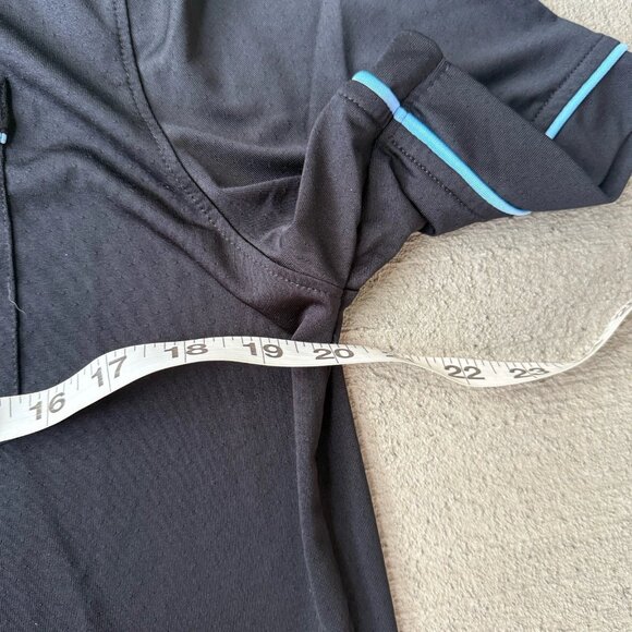 Extracurricular Men’s Polo Shirt Medium Black Blue Trim Athletic Stretch - Picture 2 of 5